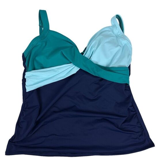 Lands’ End Women's Wrap Underwire Tankini Swimsuit Top Size 18 NEW - Picture 2 of 9